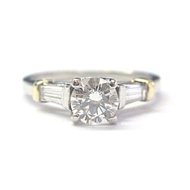 Round & Baguette Three-Stone Diamond Engagement Ring Plat & 18Kt .81Ct Sz 4.25