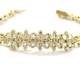 Marquise & Round Diamond ID Bracelet 18KT Yellow Gold 3.60Ct G-H/VS2 7.5"