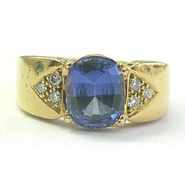 Cushion Tanzanite & Diamond Ring 18Kt Yellow Gold