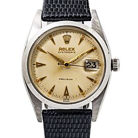 Rolex Oysterdate Precision Vintage Honeycomb Dial Roulette Wheel Watch 34mm