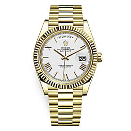Rolex Day-Date YellowGold NEW 2022 August White Roman Watch 40mm Complete