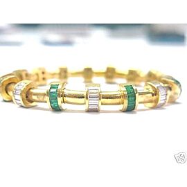 Charles Krypell Diamond Emerald 18KT Bracelet Yellow Gold