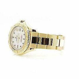 Rolex Midsize Solid 18K Yellow Gold Yachtmaster 168628 White Dial 35mm Mint T...