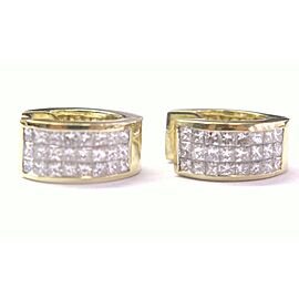 18Kt Princess Cut Invisible Diamond Yellow Gold Earrings 2.66CT