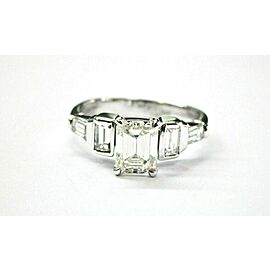 Emerald & Baguette Diamond Engagement Ring 14Kt White Gold