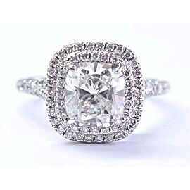 Tiffany & Co Platinum Cushion Cut Diamond SOLESTE Engagement Ring 2.46Ct G-VS1