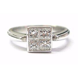 Platinum Invisible Princess Cut Diamond Four-Stone Ring