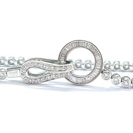 18Kt Round & Baguette Diamond Bezel Set White Gold Bracelet