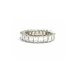 Emerald Cut NATURAL Diamond Shared Prong Eternity Band White Gold 4.40CT Size5.5