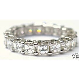 Asscher Cut NATURAL Diamond Eternity BAND SOLID White Gold Size 8