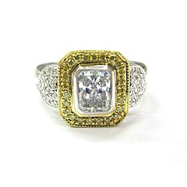 Radiant Diamond Engagement Ring Bezel Set 18Kt White Gold