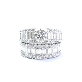 Round & Baguette NATURAL Diamond White Gold Engagement Wedding