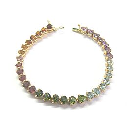 Heart Shape Multi Color Sapphire Tennis Bracelet