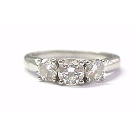 Platinum Three-Stone Round Cut Diamond Engagement Ring