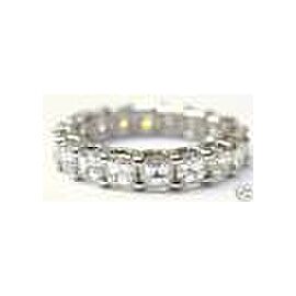 Asscher Cut NATURAL Diamond Eternity Ring 3.80Ct SOLID White Gold Size 5