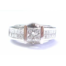 Platinum Princess & Baguette Diamond Tension Setting Engagement Ring