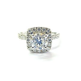 Round Diamond Halo Engagement Ring 14Kt White Gold