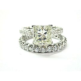 Princess & Round Diamond Engagement Set 14Kt White Gold