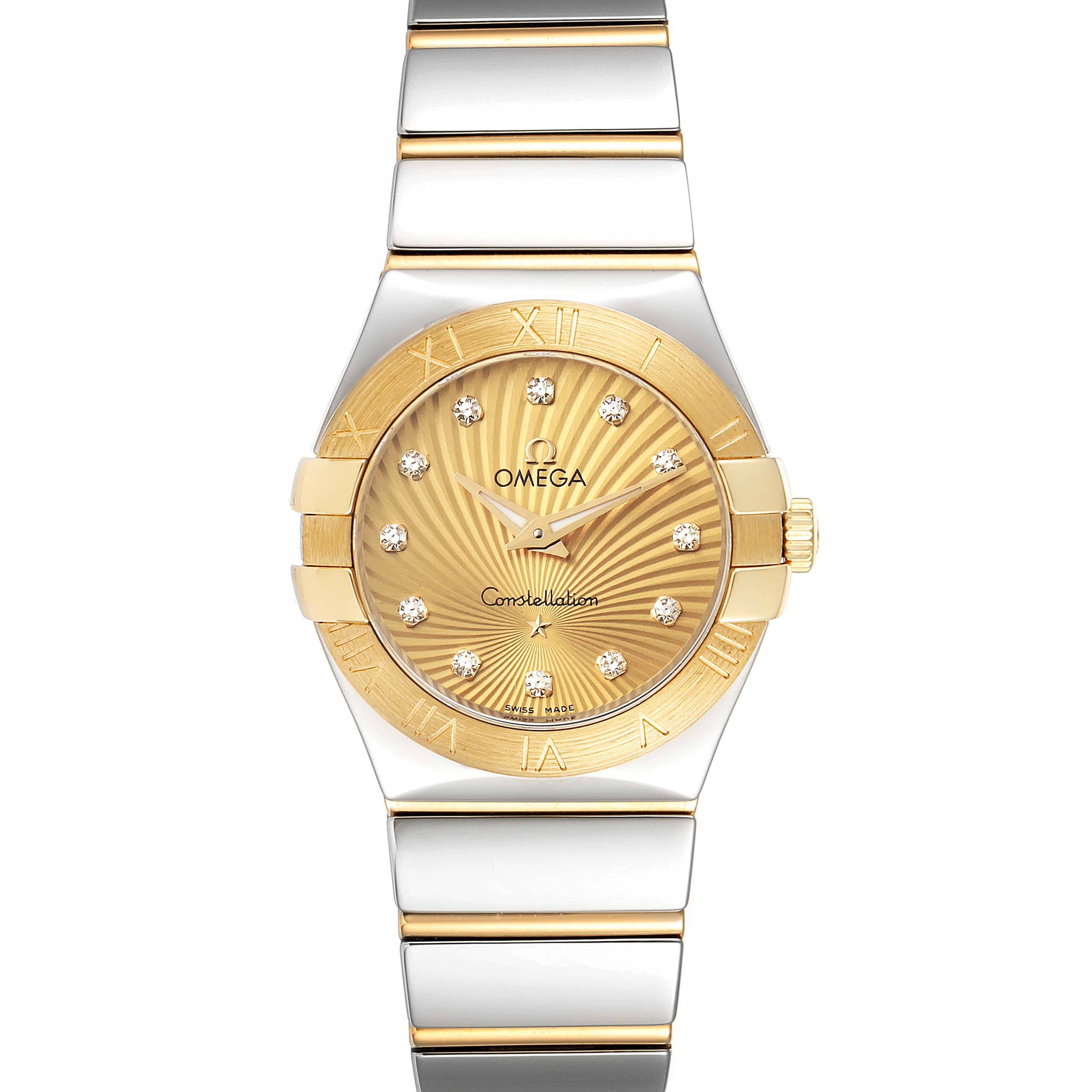 omega gold diamond watch