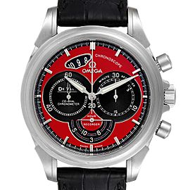 Omega DeVille Chronoscope Co-Axial Red Dial Mens Watch 4851.61.31 Box Card
