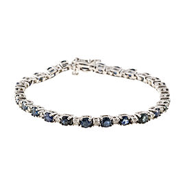 Vintage 14K White Gold 6.50ct Deep Blue Sapphire and .75ct Diamond Hinged Link Bracelet