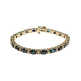 14K Yellow Gold with Sapphire and Diamond Hinged Link Bracelet