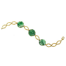 14K Yellow Gold with Jadeite Jade Art Deco Bracelet