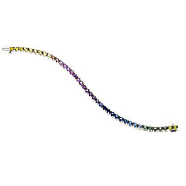 14K White Gold Multi Color Sapphire Sapphire Hinged Link Bracelet
