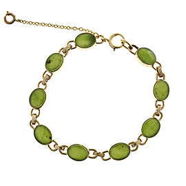 14K Yellow Gold with Green Chrysophase Bracelet