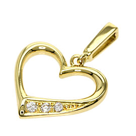 MIKIMOTO 18K Yellow Gold Diamond heart motif Pendant top