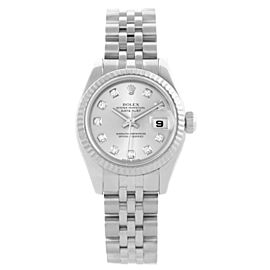 Rolex Datejust 179174 Steel 18K White Gold Diamond Womens Watch
