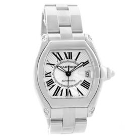 Cartier W62025V3 Roadster Mens Steel Large Silver Dial Watch