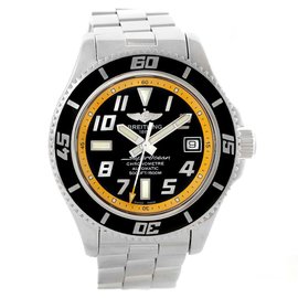 Breitling Superocean A17364 Stainless Steel Black Yellow Dial Automatic 42mm Mens Watch