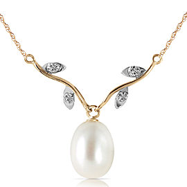 4.02 CTW 14K Solid Gold Love Oh Love Cultured Pearl Diamond Necklace