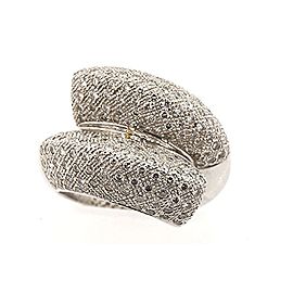 Diamond Bypass Domed Ring Band Large 14k White Gold Modern Pave 1.72ct 3D 6.5