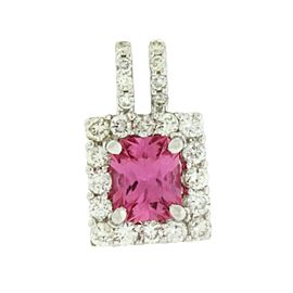 Gregg Ruth pink sapphire diamond pendant in 18k white gold.