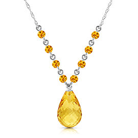 11.5 CTW 14K Solid White Gold Strong Chain Citrine Necklace