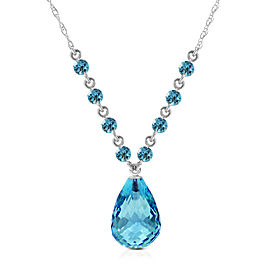 11.5 CTW 14K Solid White Gold Midstream Blue Topaz Necklace