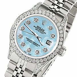 Rolex Datejust 26mm Steel Jubilee Diamond Watch w/ Sky Blue MOP Dial