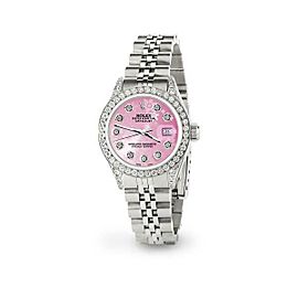 Rolex Datejust 26mm Steel Jubilee Diamond Watch with Pink Flower Dial