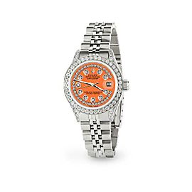 Rolex Datejust 26mm Steel Jubilee Diamond Watch with Orange Dial