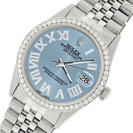Rolex Datejust 36MM S. Steel Watch with Diamond Bezel/Ice Blue Roman Dial