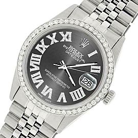 Rolex Datejust 36MM S. Steel Watch with Diamond Bezel/Grey Roman Dial