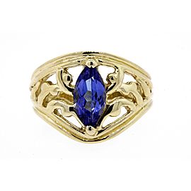 Levian Ring Marquise Tanzanite 14k Yellow Gold Vintage size 6 Open Scroll Design