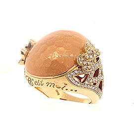 Pasquale Bruni C Est Moi 18k Gold Diamond Ring size 7 Pink Iridescent Enamel