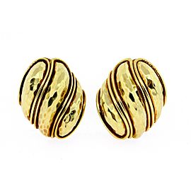 Henry Dunay Large Gold Earrings 18k Hammered Clip On Lowest Price per Gram 36.6g
