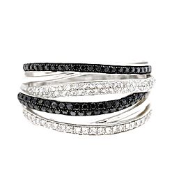 Effy Caviar Diamond Ring Band Black White Crossover 14k Gold Rare sz 7