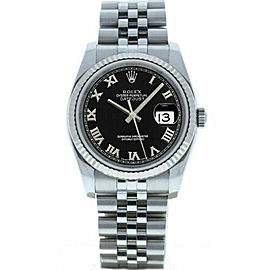 Rolex Datejust 36mm Unisex Stainless Steel Automatic Black