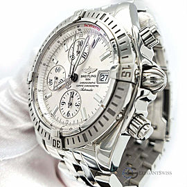 Breitling Chronomat Evolution Chronograph 44mm Silver Dial Steel Watch A13356