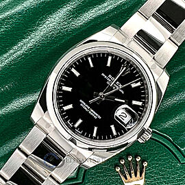 Rolex Date 34mm Black Dial Oyster Bracelet Steel Watch